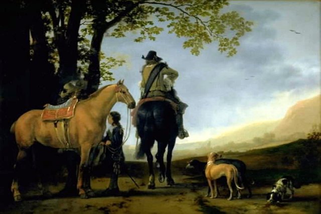 To ryttere i et landskab by Abraham van Calraet