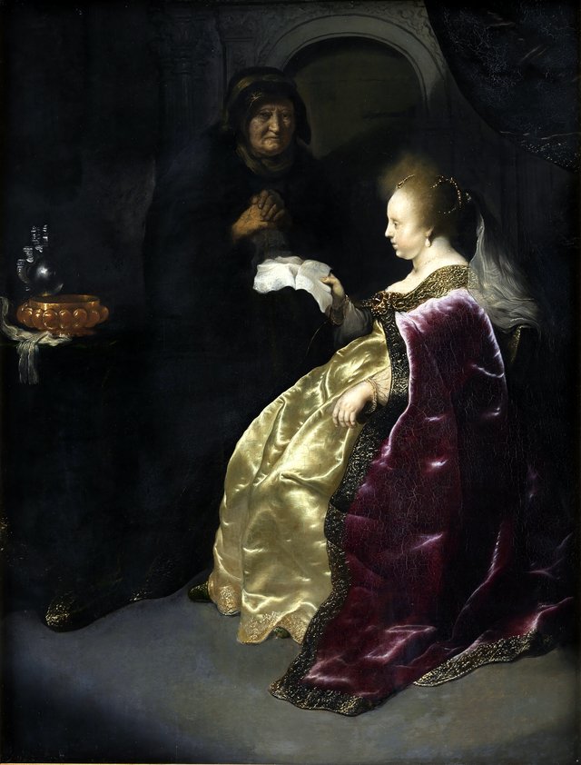 Ester læser Hamans skrivelse om jødernes udryddelse by Salomon Koninck