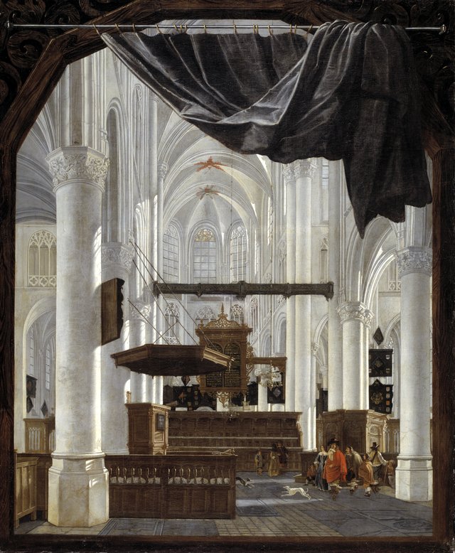 Det indre af Sint Gertrudiskerk i Bergen op Zoom by Gerard Houckgeest