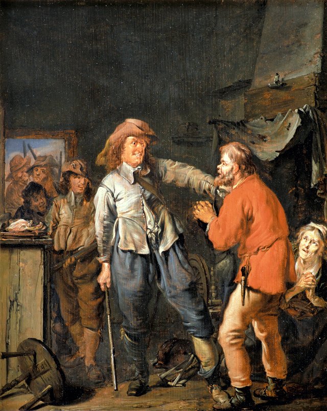Soldater trænger ind i en bondestue by Pieter Codde