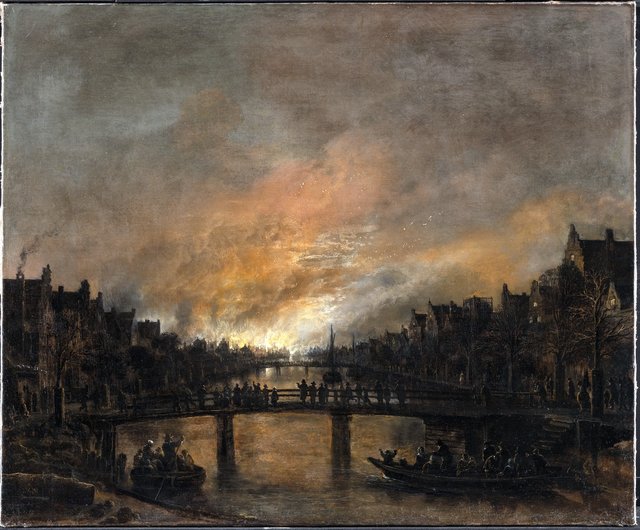 Ildebrand om natten i Amsterdam by Aert van der Neer
