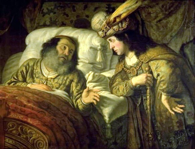 Den døende David formaner Salomon by Jan Victors