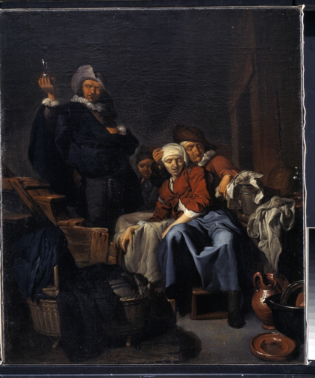 En syg bondekone by Cornelis Pietersz Bega
