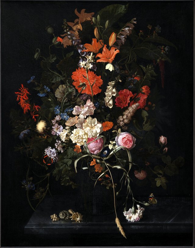 Blomsterbuket i et glas by Maria van Oosterwijck