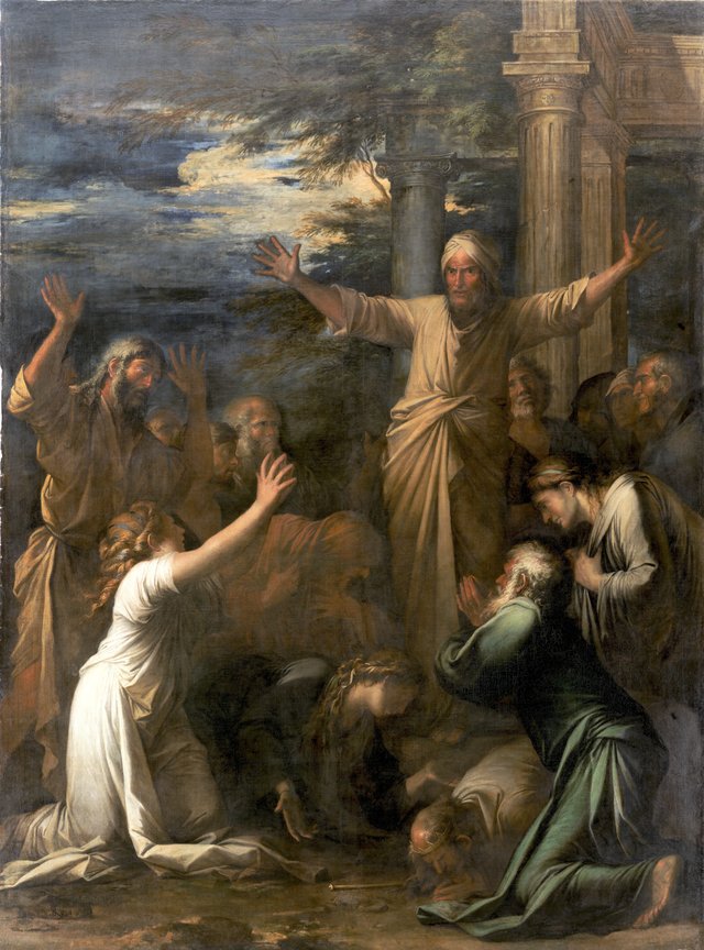 Jonas prædiker for Ninives indbyggere by Salvator Rosa