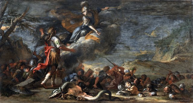Byen Thebens grundlæggelse by Salvator Rosa