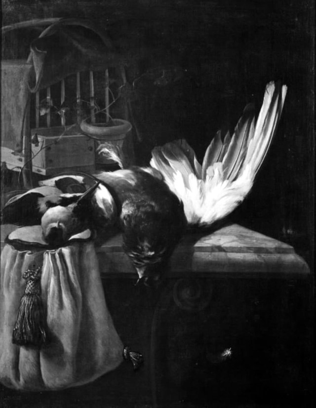 Døde fugle på et marmorbord by William Gouw Ferguson