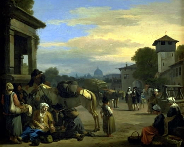 Gadeliv i Rom by Jan van Huchtenburgh