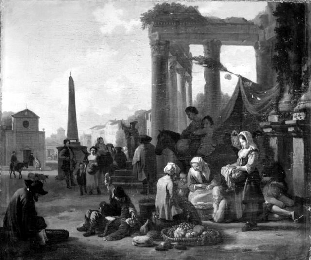 Torveplads i Rom by Jan van Huchtenburgh