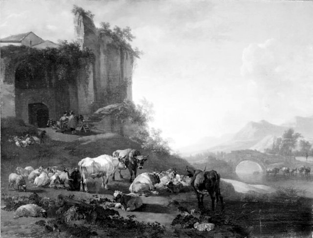 Kvæg i en sydlandsk egn by Willem Romeyn