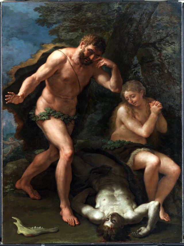 Adam og Eva sørgende over Abels lig by Paolo de Matteis