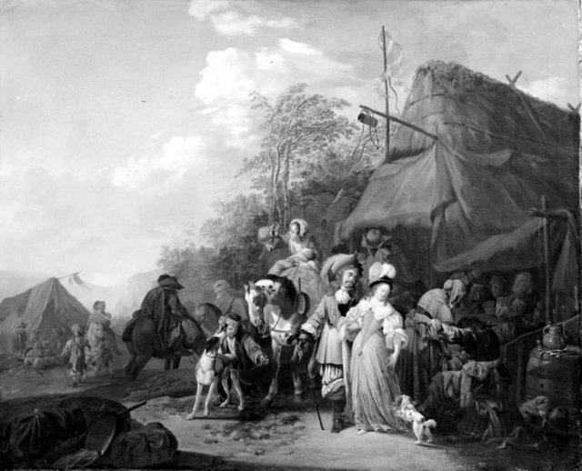 En lejr by Johann Heinrich Roos