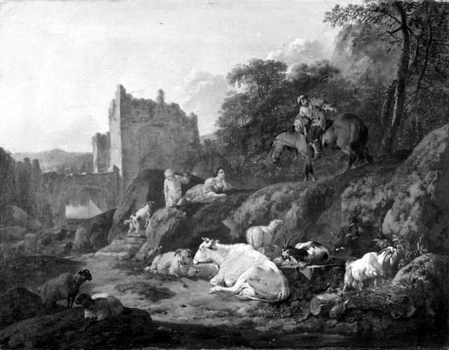 Landskab med kvæg by Johann Heinrich Roos