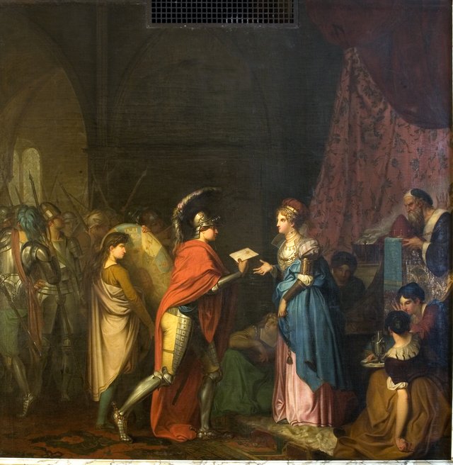 Amled hos dronningen af Skotland by Nicolai Abildgaard