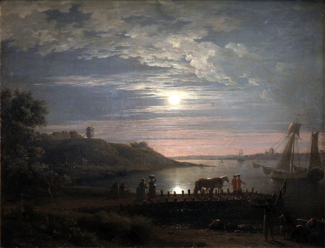 Et måneskinsstykke. Overfarten over Lillebælt ved Snoghøj by Jens Juel