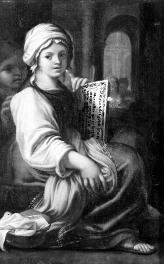 En pige med et fibelbræt by Bartolomeo Schedoni