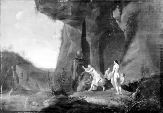 Diana og hendes nymfer by Dirck van der Lisse