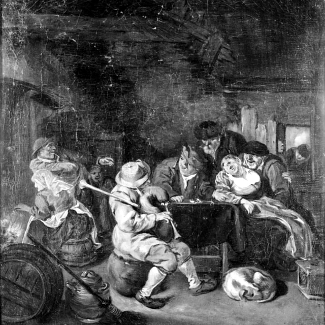 Sækkepibespiller i værtshus by Cornelis Dusart