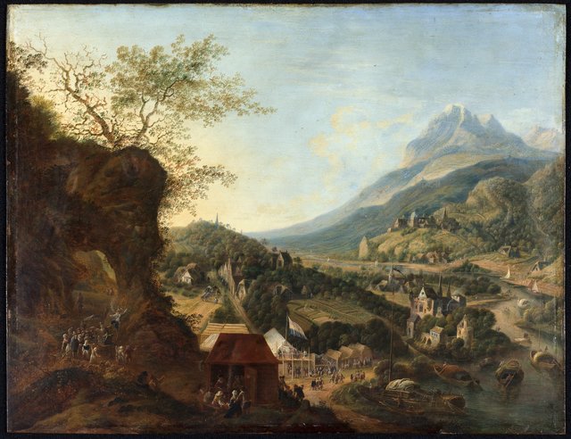 Bjerglandskab med en flod by Jan Griffier I