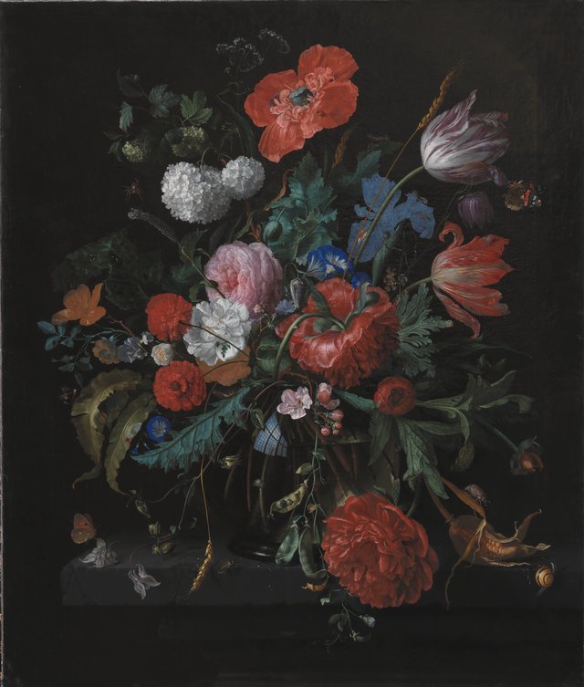 En blomsterbuket by Jacob van Walscapelle