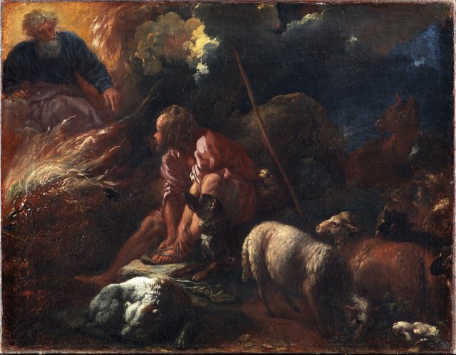 Moses og den brændende tornebusk by Livio Mehus