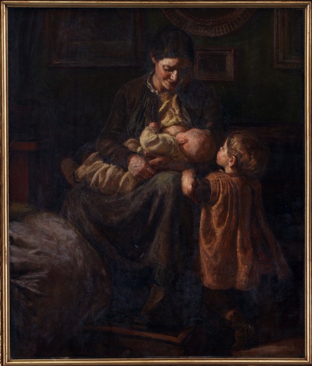 Kunstnerens hustru med to børn by Joakim Skovgaard