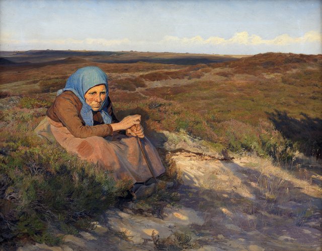En gammel kone "Bette Dorte" på heden by Knud Larsen