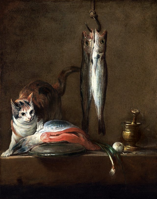 Still Life With Cat and Fish by Jean-Baptiste-Siméon Chardin