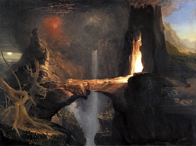 Expulsion: Moon and Firelight by Thomas Cole