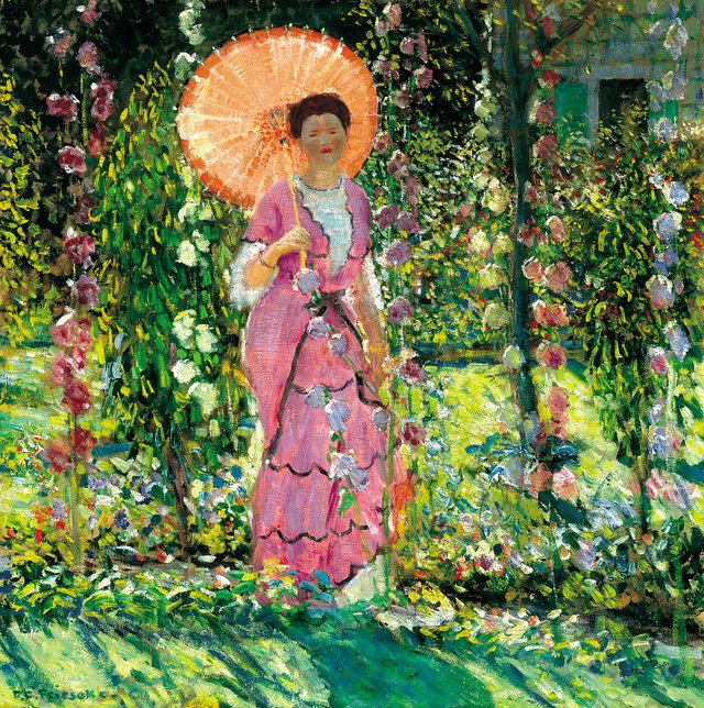 Hollyhocks by Frederick Carl Frieseke