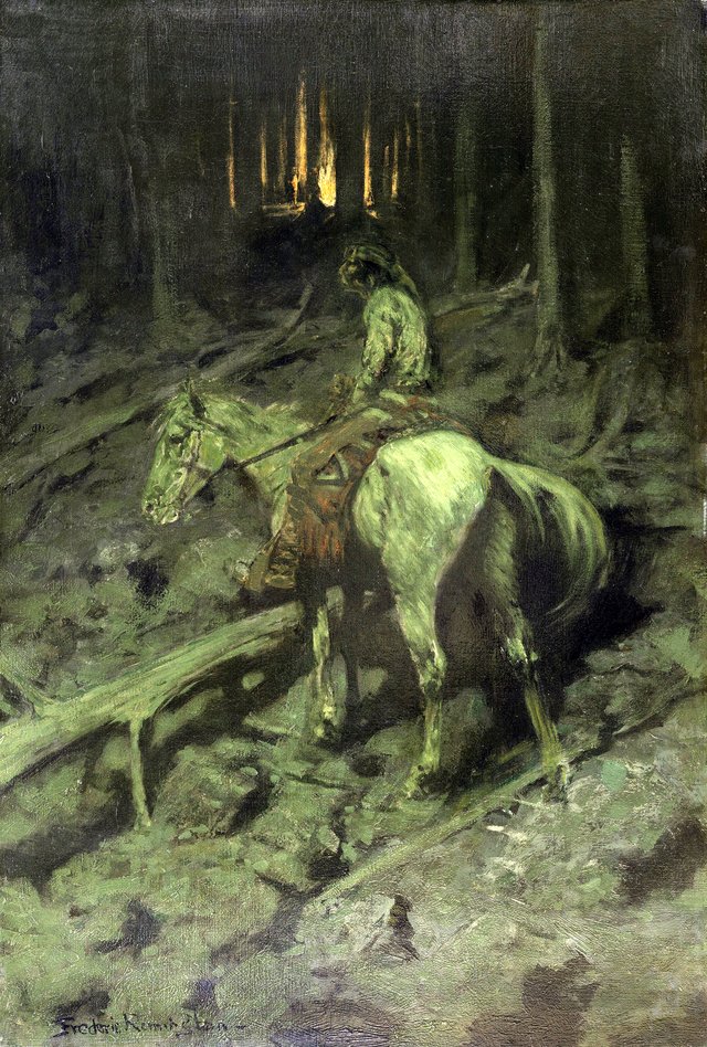 Apache Fire Signal by Frederic Remington