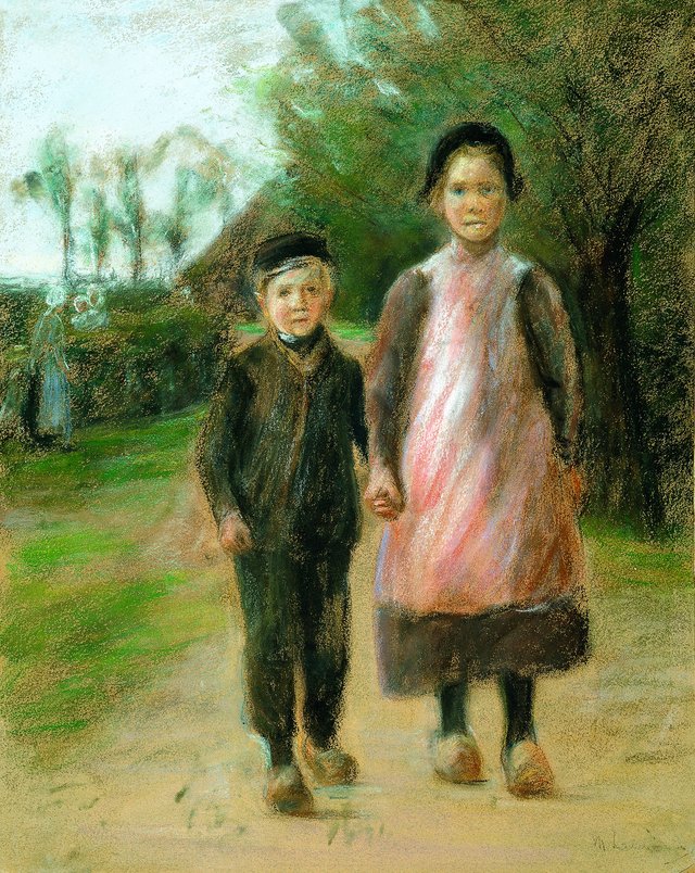 Boy and Girl on a Village Street by Max Liebermann
