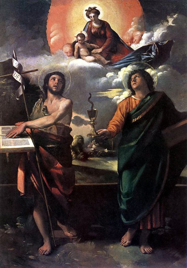 The Virgin Appearing to Sts John the Baptist and John the Evangelist by Dosso Dossi