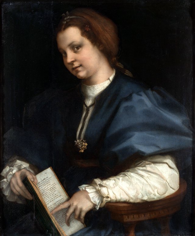 Lady with a book of Petrarch's rhyme by Andrea del Sarto