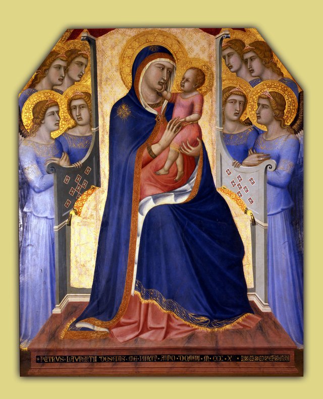 Madonna and Child Enthroned with Eight Angels by Pietro Lorenzetti