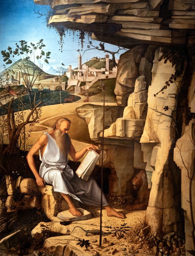 Saint Jerome Reading in the Desert by Giovanni Bellini