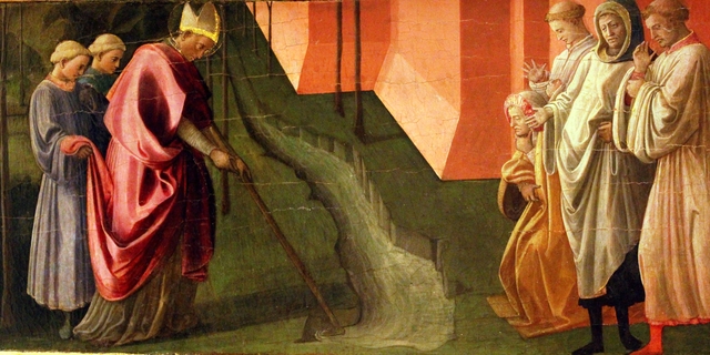 St Fredianus Diverts the River Serchio by Filippo Lippi