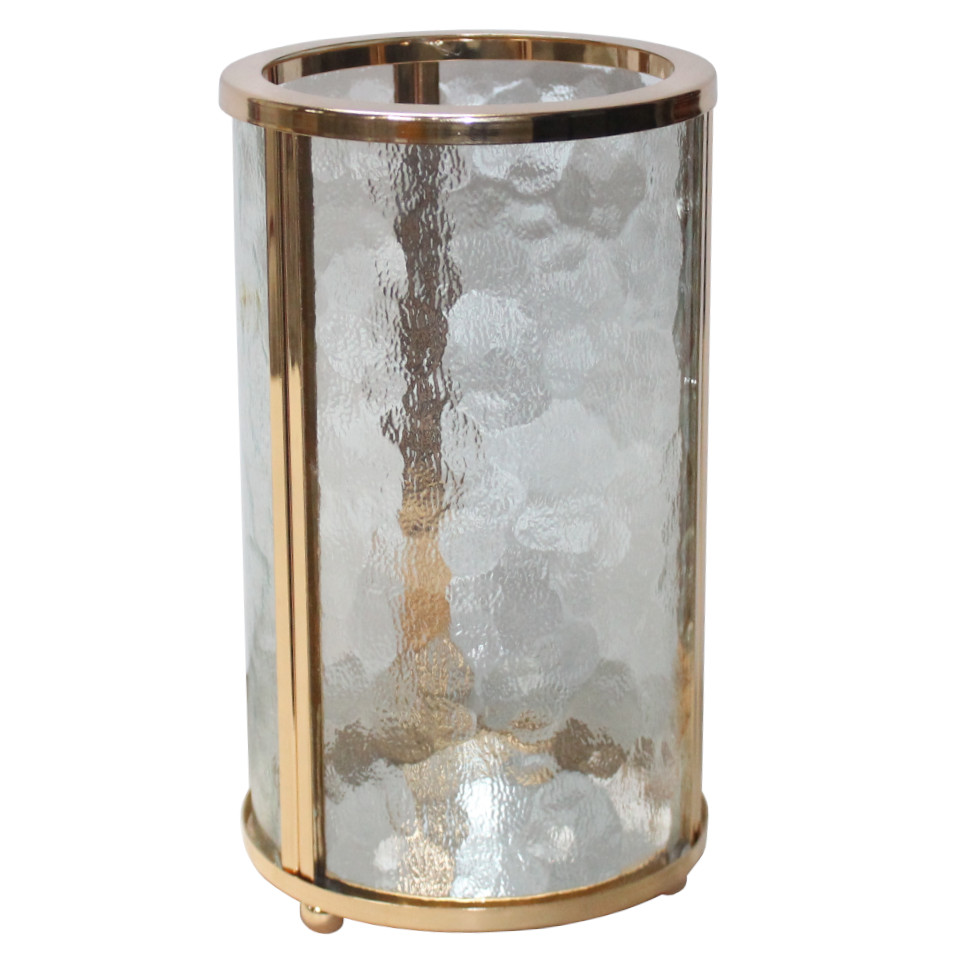 Portavelas cristal base metal – Brocantia