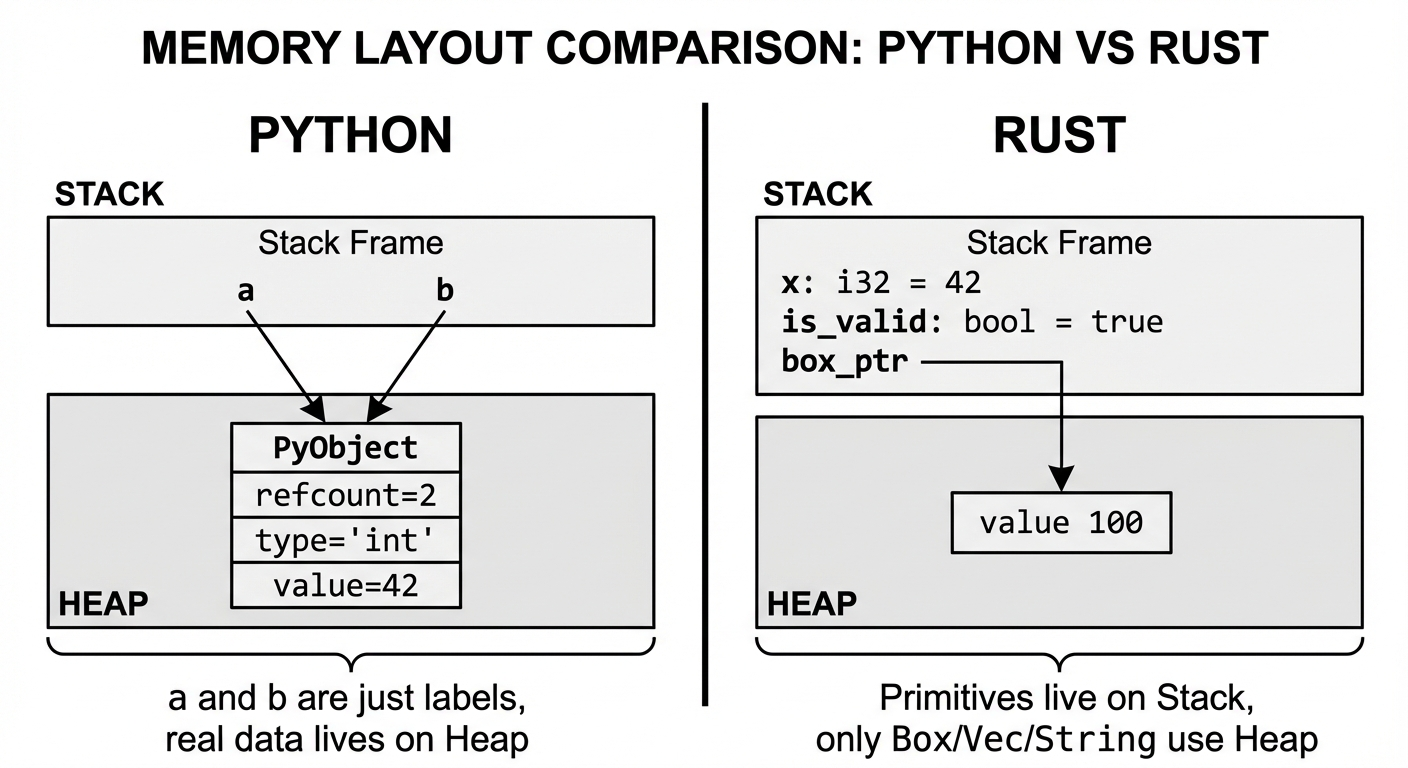 So sánh Memory Layout giữa Python và Rust