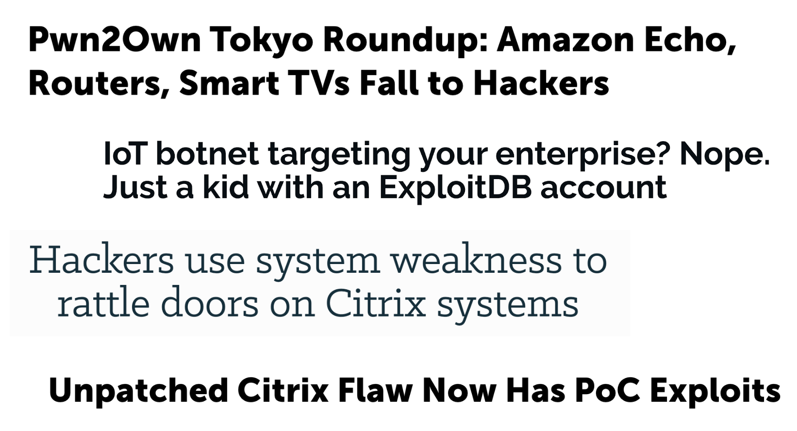 Exploit dev-related headlines