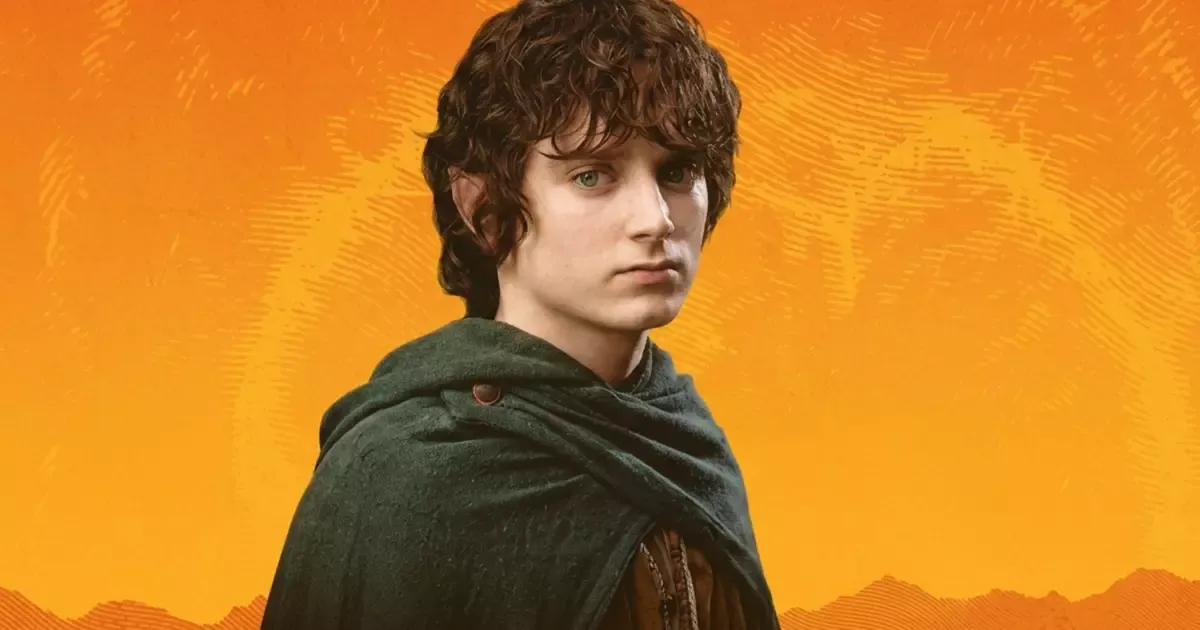 Elijah Wood como Frodo em arte laranja da CCXP26, que celebra os 25 anos de O Senhor dos Anéis