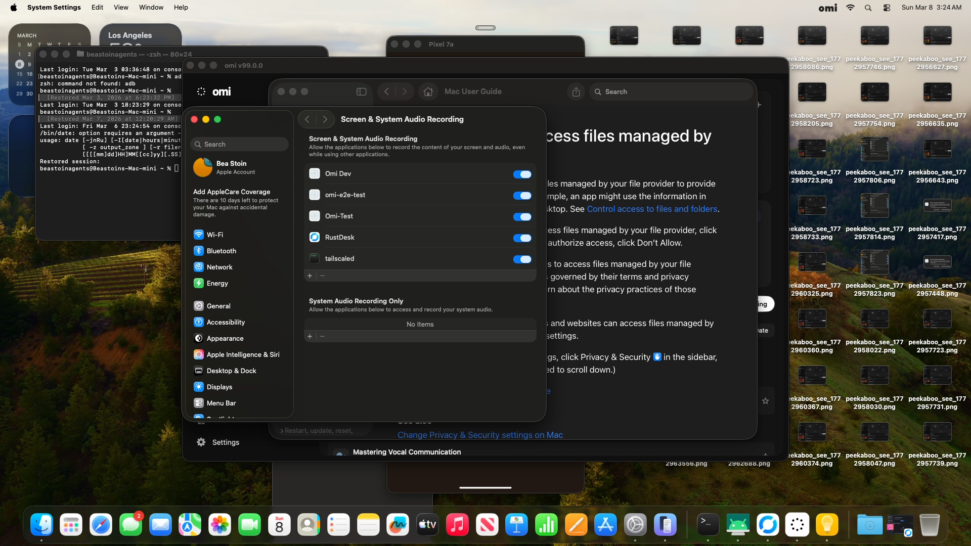 Screen Recording settings
