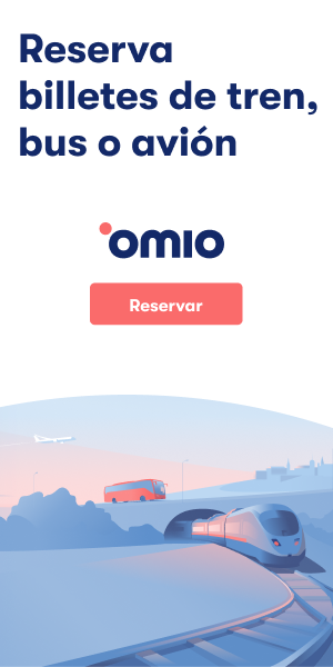 Este es un banner para sacar pasajes de trenes y bus por omio