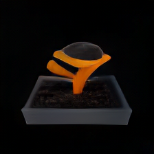 Generated orange flower in a grey planter