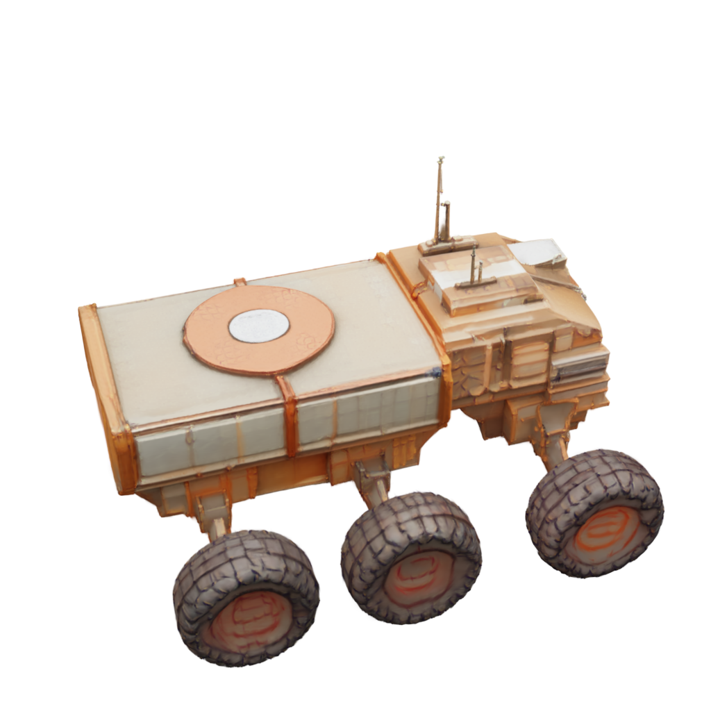 Mars rover 3DGS flow detokenizer render, view 1