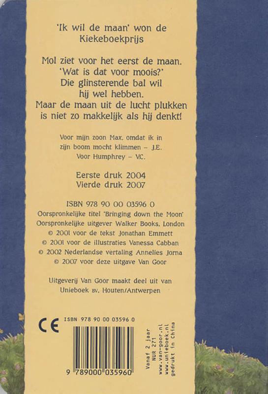 Achterkant van Ik wil de maan