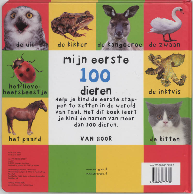 Achterkant van Mijn eerste 100 dieren