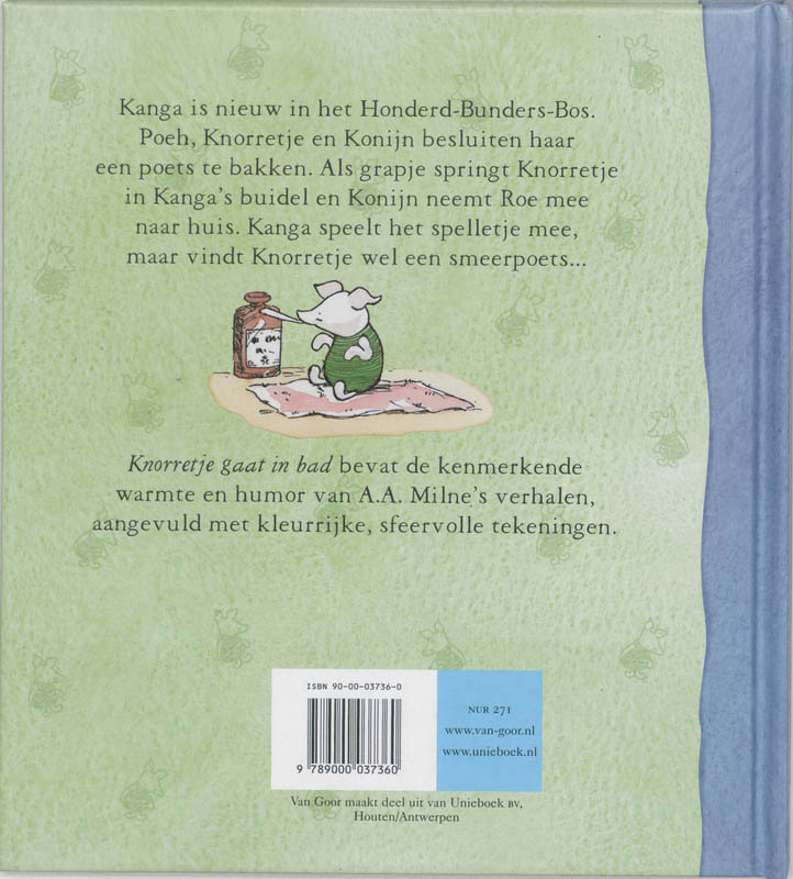 Achterkant van Knorretje gaat in bad