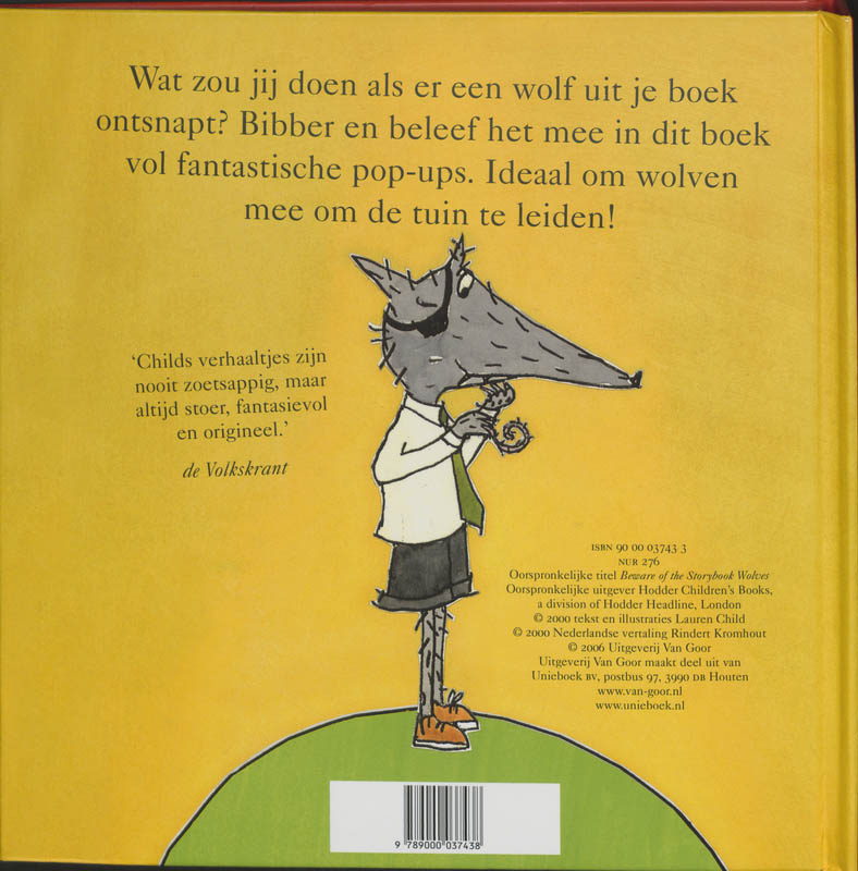 Achterkant van Bang voor de boekenwolf pop-up