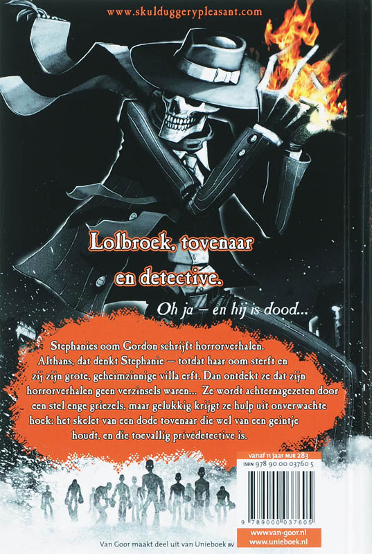 Achterkant van Skulduggery Pleasant